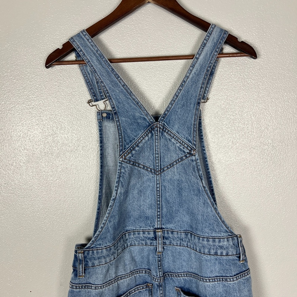 We The Free People Overalls Womens 29 Blue Flare Leg Mid Rise Denim Classic Bibs - Picture 10 of 14